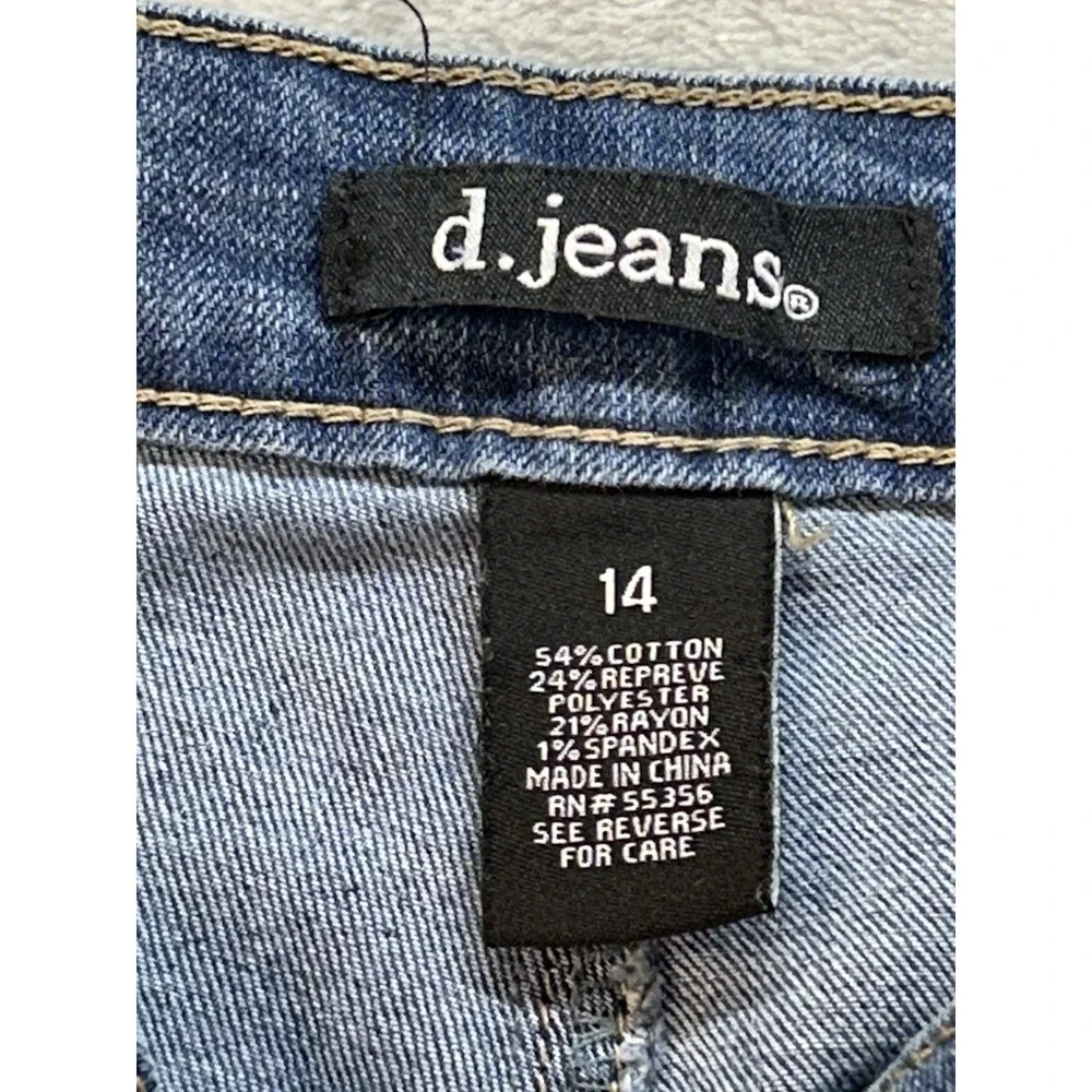 D. Jeans Womens Sz 14 Blue BootCut Slash Pocket High Rise Western Cowgirl Boho